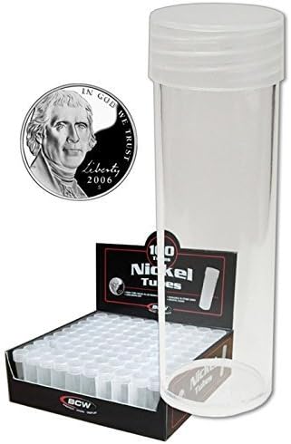 100 Round Nickel Coin Tubes Round Nickel New Crystal Clear Polystyrene - Box 100 by Rare Coins
