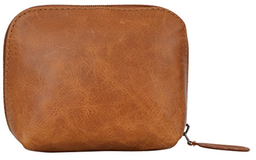 Kosmetiktasche Leder Gusti Leder studio „Leo“ Geldbörse Geldtasche Kulturtasche Wasserfester Innenstoff Kosmetik Tasche Utensilientasche Schminktasche Reisebeutel Beauty Case Hellbraun Braun 2A5-20-1wp - 6