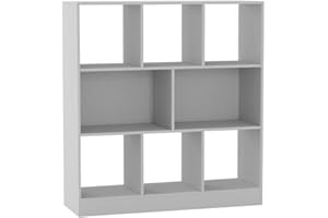 URBNLIVING 8 Cube White Asymmetrical Storage Side Cabinet Freestanding Wooden Bookcase Shelve 3-Tier Square Organiser Home Display Rack Unit for Living Room Office Hallway