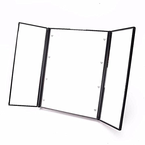 Kosmetikspiegel mit LED beleuchtung ,Charminer super helle 8 LEDs 3 Seite Tri-Fold Schminkspiegel, batteriebetrieben(Batterie nicht enthalten) Beleuchtet Makeup Spiegel,Badspiegel Ohne vergrößerung Reisespiegel Faltbare Beleuchtet Standspiegel - 5