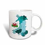 3dRose mug_165734_2 Colorful Political Map and Flag of Wales Identifying Principal Areas, Ceramic Mug, 15-Ounce