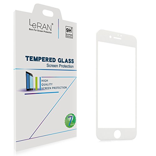 iPhone 7 Screen Protector, LeRan HD Full Screen Coverage Tempered Glass Screen Protector [3D Carbon Fiber edge] for Apple iPhone 7 (White)