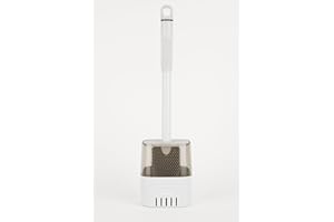 MENZZA® Escobilla de Baño Adhesiva con Dispensador Rellenable de Jabón I cepillos de baño I Escobilla WC de Silicona Suave y Flexible I Accesorio Adhesivo sin Taladro para Baños.