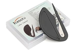 Kesote 4 Pcs Ouvre Lettre avec Lame en Métal, Coupe Papier Ouvre Enveloppe Noir 77 x 48 mm