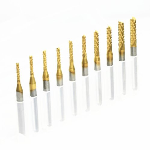 SHINA 10tlg.Titanium CNC Bohrer Set Metallbohrer Spiralbohrer Handspiralbohrer 1.5-3.175mm
