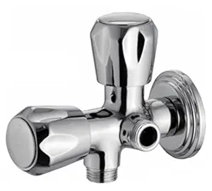 Drizzle Angle Valve Conty 2 in 1 Brass Chrome Plated/Two Way Angle Cock/Angle Tap/Angle Cock/Quarter Turn Tap