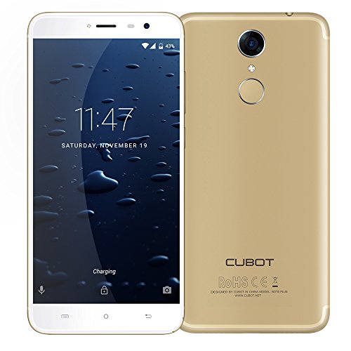Cubot Note Plus 4G-LTE Smartphone 5.2 Zoll Android 7.0, Quad-Core 3GB Ram+32GB ROM, 16MP + 16MP Kamera, Fingerabdrucksensor Benachrichtigungs-LED, Dual Sim ohne Vertrag Handy