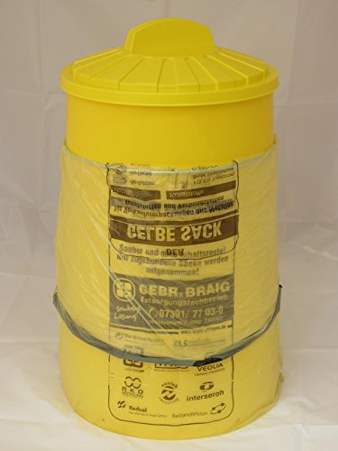 Sacktonne gelb für Gelben Sack mit gelbem Deckel und Metallring Mülleimer Müllsackständer …