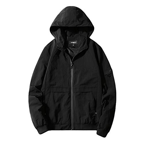 Preisvergleich Produktbild Amphia - Frühling und Herbst der Männer beiläufige Normallackjacke - Männer Frühling Herbst Mode lässig Stil mit Kapuze Reine Farbe Sport Jacke Mantel