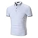 Produktbild Kurzarm Knopf Poloshirt Herren DOLDOA Einfarbig Polo Hemd T-Shirts Tee Für Business Hochzeit Freizeit Geschenk (EU:52, Weiß - 4)