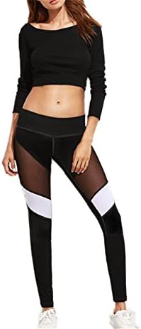 Hippolo Mesh Patchwork Sports Leggings Women Fitness Clothing Sportswear Gym Trousers Yoga Pants Leggins Running Tights (S, Black)