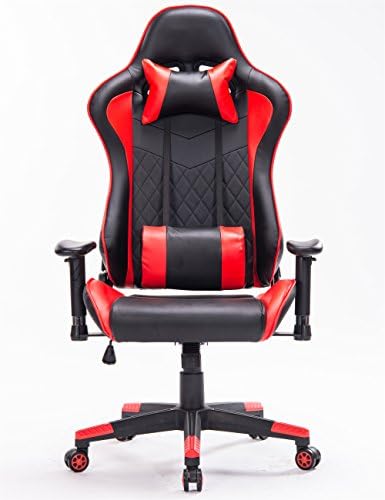 Top Gamer Ergonomic Gaming Chair High back Swivel Computer Office Chair with Adjusting Headrest and Lumbar Support Racing Chair (Red)