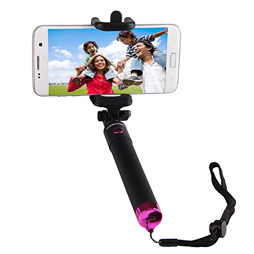 Selfie Stange Bluetooth Selfie Stick Ausziehbar und Kompaktes Einbeinstativ mit 50h Batterie fr iPhone 7 7+ SE 6 6s 6+ Samsung Galaxy S7 Edge S7 S6 Edge S6 Note 5 Note 4 LG G5 Moto und weitere (Rosa)