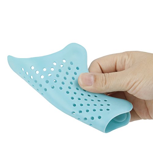 TRIXES 2 Stück blaue sternförmige Abflusssiebe aus Silikon für Waschbecken Spüle Bad Dusche etc. - 6