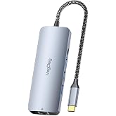 Veggieg 4K 60Hz HDMI Gigabit Ethernet 3*USB-A 2*Type-C 3.5mm Aux SD Micro SD Kart Okuyucu &Ccedil;evirici &Ccedil;oklayıcı Hub