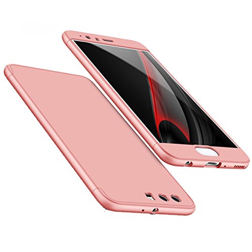 Qissy Carcasa Huawei P10  3 in1 Todo Incluido Anti-Scratch Anti-Huella Dactilar a Prueba de Choque 360 PC Protective Case Cover Skin para Huawei P10 P10 Plus  Huawei P10  Rosa or 