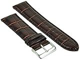 Uhrenarmband Leder Dunkelbraun Kroko Prägung Naht 18mm Armband Uhr Band Silberne Schließe