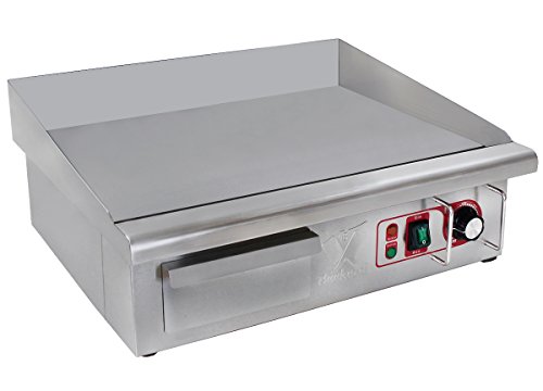 Beeketal ‚BGP-III‘ Profi Gastro Gusseisen Grillplatte elektrisch mit 55 x 36,5 cm Grillfläche (glatt), stufenlos regelbar 50-300 °C (3000 Watt), Edelstahl Gastronomie Tisch Elektrogrill mit Spritzschutz Aufkantung und großem Fett Auffangbehälter (Modell 2016 mit AN/AUS Schalter) - 2