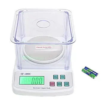 VINAYAK SCALES Digital Jewellery Scale - High-Precision 500gm(0.5kg)x 10mg (0.01g) Analytical Weighing Machine with Wind Shield Box (Cabinet Case) for R & D Labs, Jewels, Retail Shops, Domestic, Industrial Purpose.