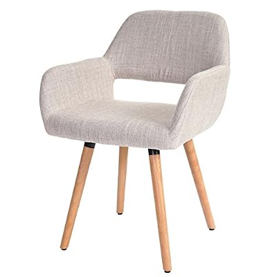 Mendler Chaise de Salle à Manger Altena II, Fauteuil, Design rétro des années 50 ~ Tissu, crème/Gris