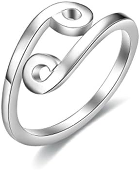 Sewanz Women's Simple Sterling Silver Finger Rings, Constellation Cancer Opening Filigree Nail Ring,Jewelry Accessories