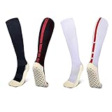 2 Pairs Non Slip Athletic Socks, Anti-slip Football Soccer Socks, Winter Warm Thermal Long Ski Socks for Men Women