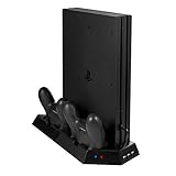Younik VG-06 PS4 Pro Vertical Stand Cooling Fan with Dualshock Controller Charging Station 3 Port USB Hub for PlayStation 4 Pro