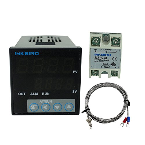 Inkbird 100-240V ITC-106VH Digital PID Temperaturregler Thermostat für Bierbrauen, PT100 Temperatursensor, K Thermoelement Sensor, 25DA SSR Halbleiterrelais, 40A SSR (ITC-106VH+K Sensor+40A SSR)
