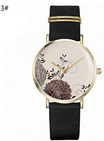 Wollways Hand-Painted Marble Quartz Watch Display - Ladies Business Crystal Watch Movement Wristwatch with PU Leather Strap Perfect Gift for Girlfriend Daily Accessories