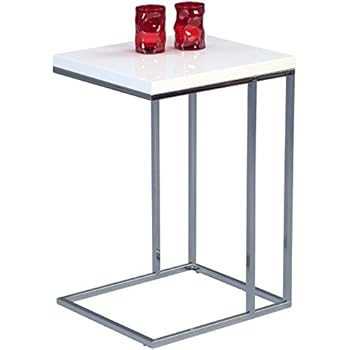 Invicta Interior Ciano Design Beistelltisch Tablett-Tisch weiß chrom 40