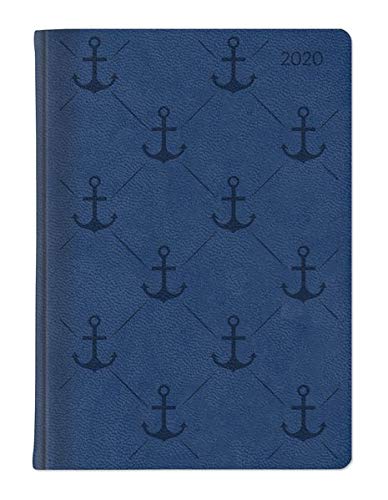 Ladytimer Grande Deluxe Blue 2020 - Taschenplaner - Taschenkalender A5 - Tucson Einband - Motivprägung Anker - Weekly - 128 Seiten