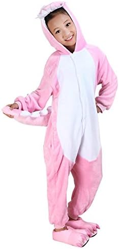 Children Kids Costume Onesies Pajamas Christmas Holloween Party Cosplay Costume Lazy Warm Sleepwear (L (54"-58"), Pink Dinasour)