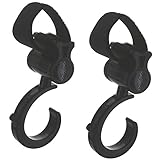 XiRRiX Stroller Hooks Kinderwagenhaken Taschenhalter für Kinderwagen/Buggy - Kinderwagen Zubehör - 2 Stück Haken - schwarz