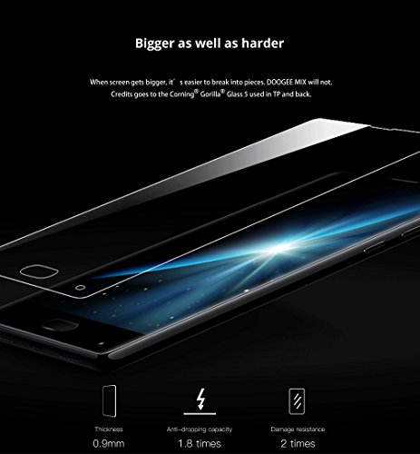 DOOGEE MIX - 5,5 Zoll AMOLED Bildschirm Blende-weniger Android 7.0 4G Smartphone, Helio P25 Octa Core 2.5GHz 6GB RAM + 64GB ROM, 5MP Front Kamera + Dual Heckkamera (8MP + 16MP) - Schwarz