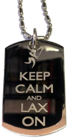 Keep Calm and Lax On Lacrosse Sport - Military Dog Tag, Luggage Tag Metal Chain Necklace by Dog Tags