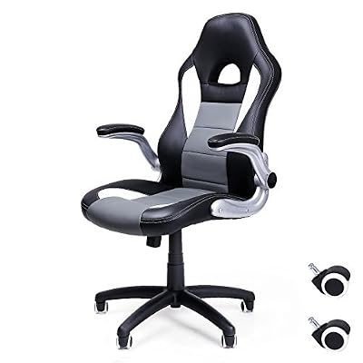 Songmics Chaise Fauteuil siège de bureau racing sport PU hauteur accoudoir réglable OBG28G