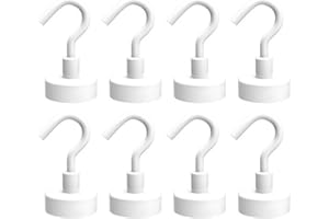 Yitobici Haczyk magnetyczny, duży uchwyt magnetyczny, zakres zastosowania w kuchni, super mocne magnesy z haczykami, 16 mm, 8 haczyków magnetycznych, biały