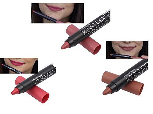 Lippenstift 3 Stück Set Langanhaltend Longlasting Lipstick Matte No. 15-17 mit Spitzer