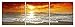 Produktbild Haus und Deko Wandbild 3er Set Sonnenuntergang Meer Romantik Wolken Himmel Strand Natur Fotodruck 3 Bilder auf Holzfaserplatte je 40x40 cm einfache Montage