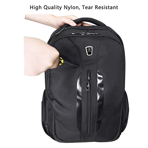 SLOTRA Laptop Rucksack Wasserdicht M  nner Arbeiten Business School Rucksack 15 6-Zoll-Computer-Rucksack Polster Laptopfach Schwarz