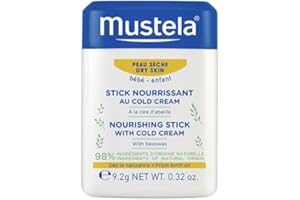 Mustela Hydra Stick CC Balsamo Viso, Cold Cream Naturale, Vitamina E, Labbra e Zigomi, Neonati e Tutta la Famiglia - Protegge da Freddo e Vento, Non Unge, 98% Ingredienti di Origine Naturale (9.2gr)