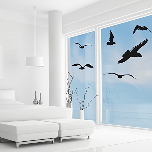 Vogelschutz und Fensterschutz – 6 Aufkleber – Schutz vor Vogelschlag – Sticker Vögel (Weiss) - 2