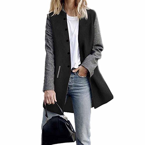 Preisvergleich Produktbild Frauen Winterjacke, Huihong Casual Langarm Strickjacke Jacke Damen Pullover Strickjacke Lange Jacke Wind-Breaker (Schwarz, L)