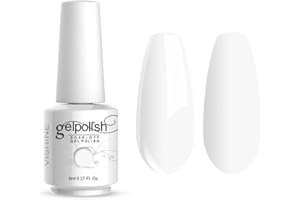 Vishine 8ml Vernis à Ongles Gel Semi Permanent UV LED aux 298 Couleurs Divers pour Nail Art Manucures Blanc #020