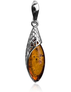 Kettenanhänger Sterlingsilber Bernstein Marquiseschliff