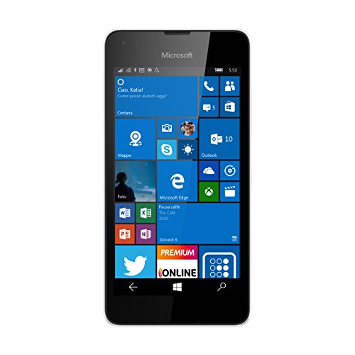 Microsoft Lumia 550 Smartphone LTE, Display 4.7' Pollici HD LCD (1280x720), 8 GB Memoria interna, Processore Quad Core Snapdragon 210, Bianco [Italia]