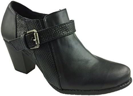 Ladies Pull On Faux Leather Ankle Boots Memory Foam Insole Black Size 3-8 New (6)