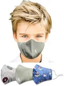 Set of 3 Soft Cotton Masks for Kids 7-12 yrs | Cotton Washable, Breathable & Reusable Face Masks