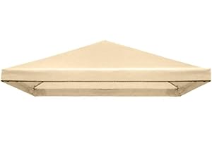 HDcasa Telo di Ricambio per Gazebo Top di Copertura Ecrù 300x300 cm con bordo