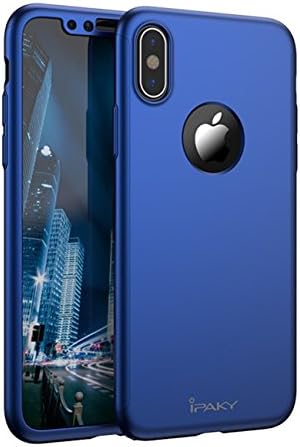 iPhone X Case iPaky 360 Full Body Protection Cover [Slim-Fit] [Anti-Scratch] [Shock Absorption] [Supports Wireless Charging] for 5.8" Apple iPhone X / 10 (iPhone X, blue 5.8")